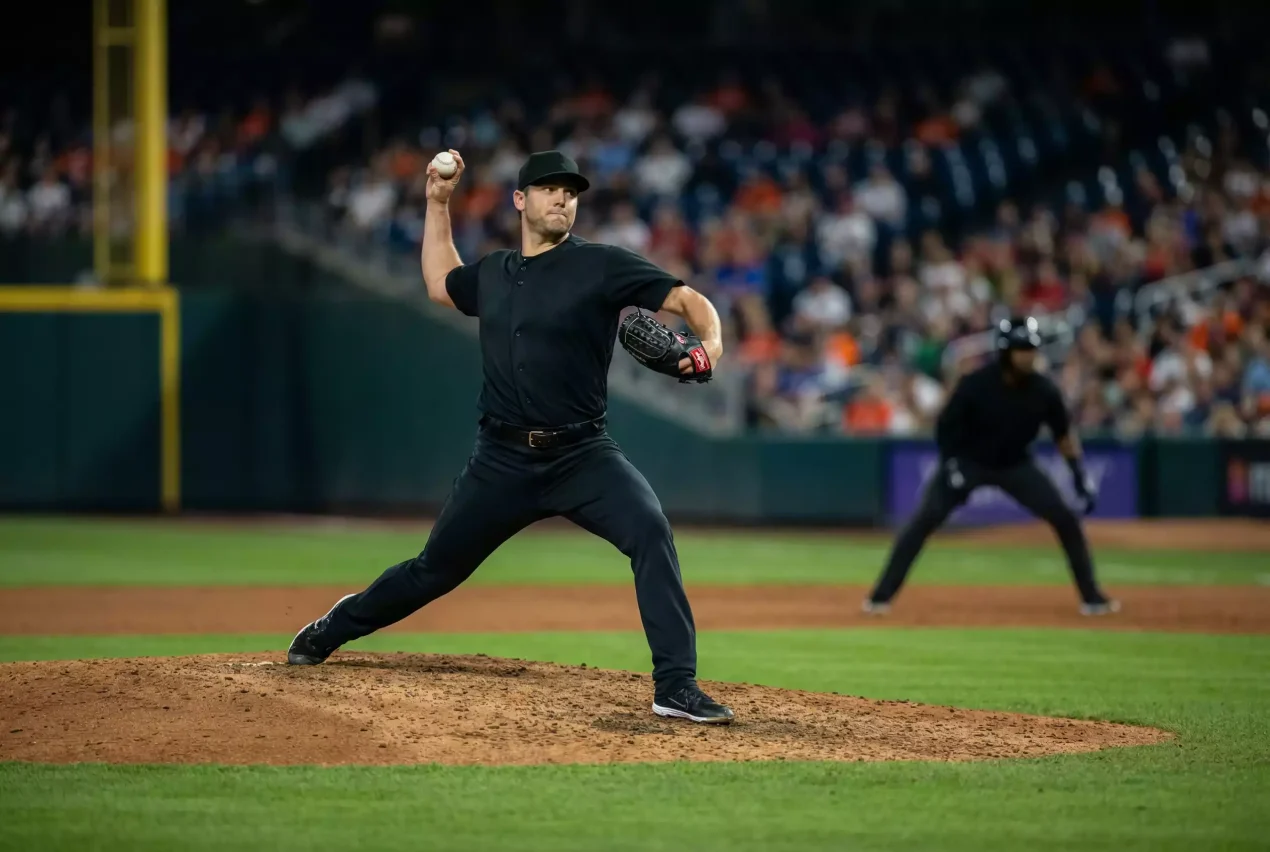 Bullpen und Relief Pitcher — Closer wirft aus dem Stretch im abendlichen MLB-Spiel