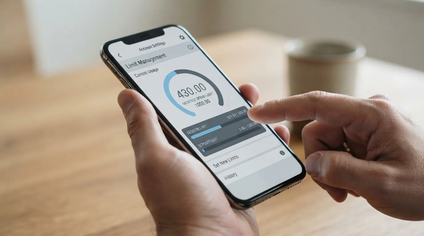 Smartphone zeigt monatliches Einzahlungslimit im Banking-Bereich