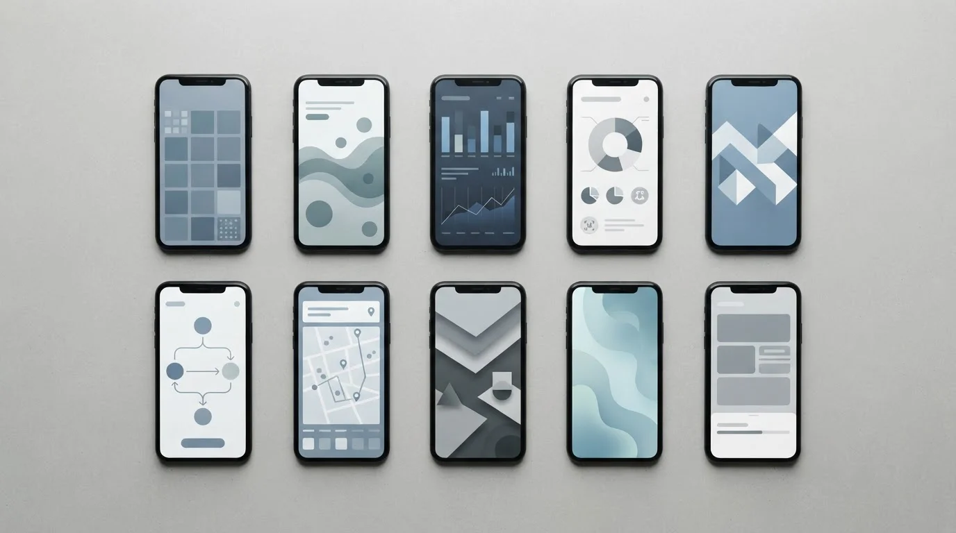 Übersicht verschiedener Wett-Apps mit abstrakten Vergleichselementen