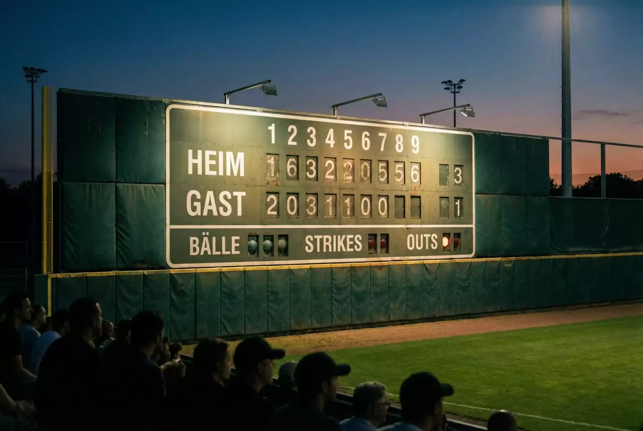 MLB Quoten verstehen — Anzeigetafel mit Spielstand in einem Baseball-Stadion