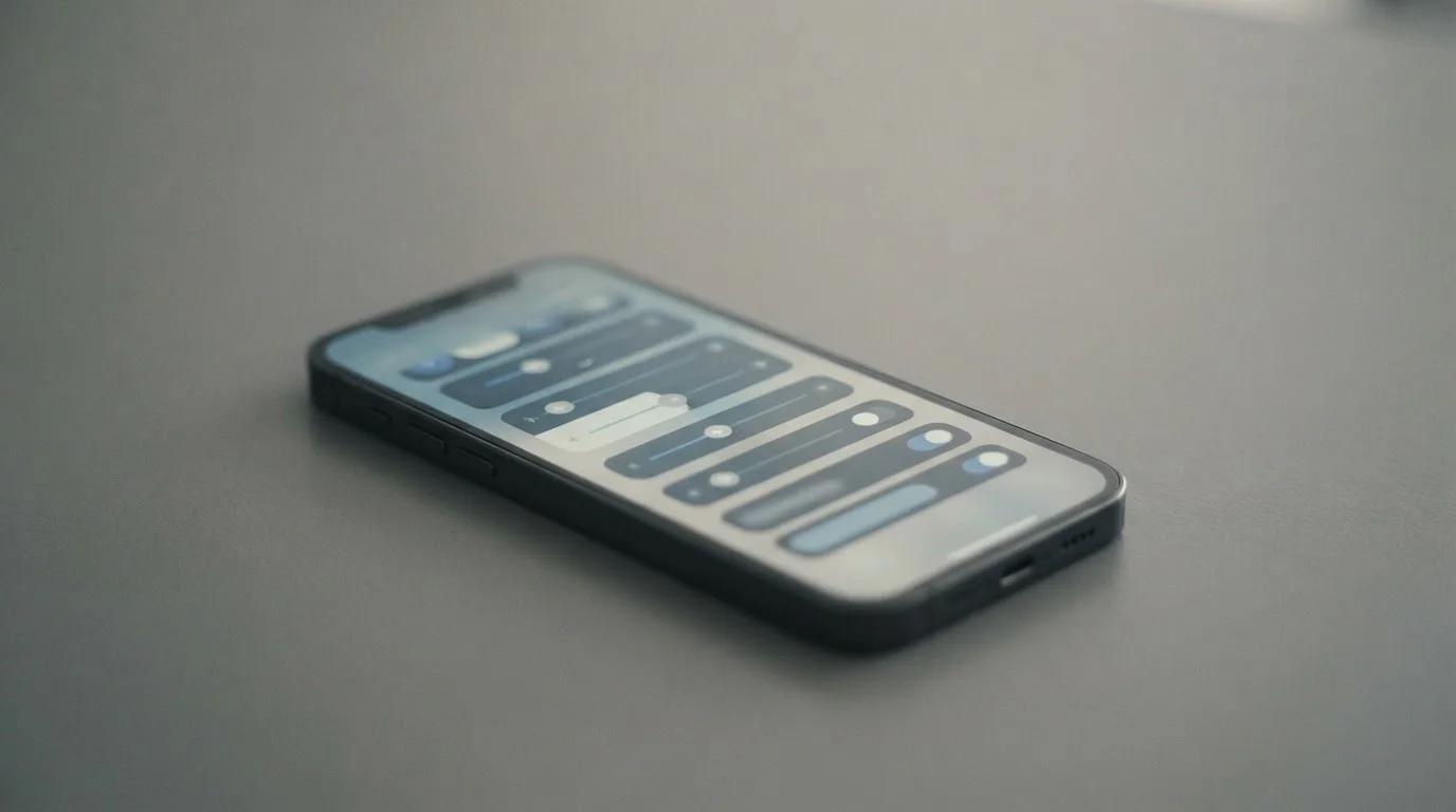 Smartphone zeigt Einstellungsbildschirm mit Limits und Verantwortungsoptionen