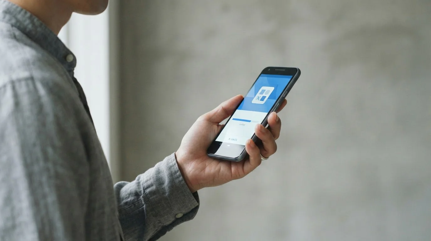 Android-Smartphone zeigt Google Play Store Download-Vorgang auf neutralem Hintergrund