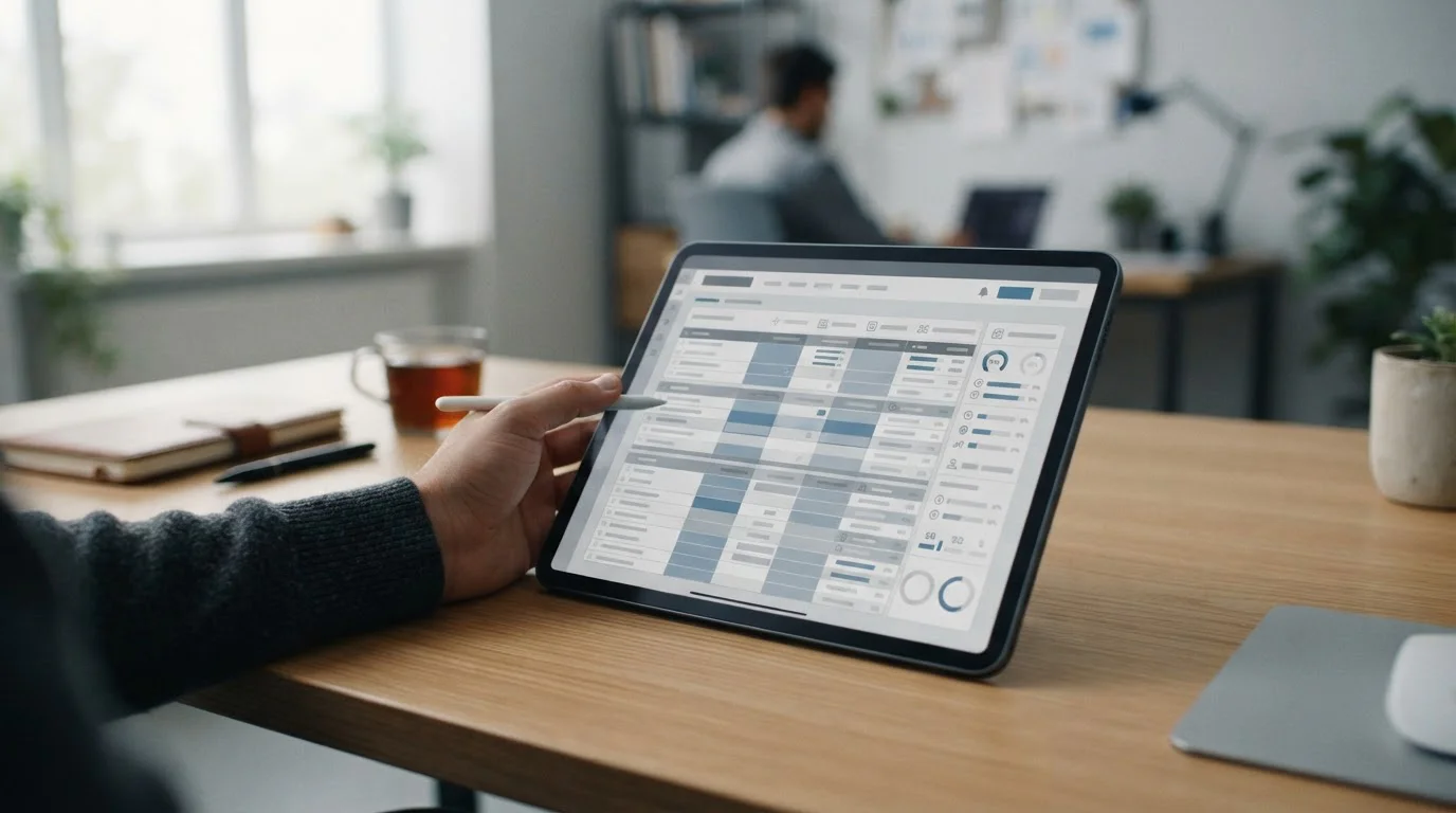 Vergleichstabelle mit Anbietern ohne deutsche Lizenz auf Tablet-Bildschirm