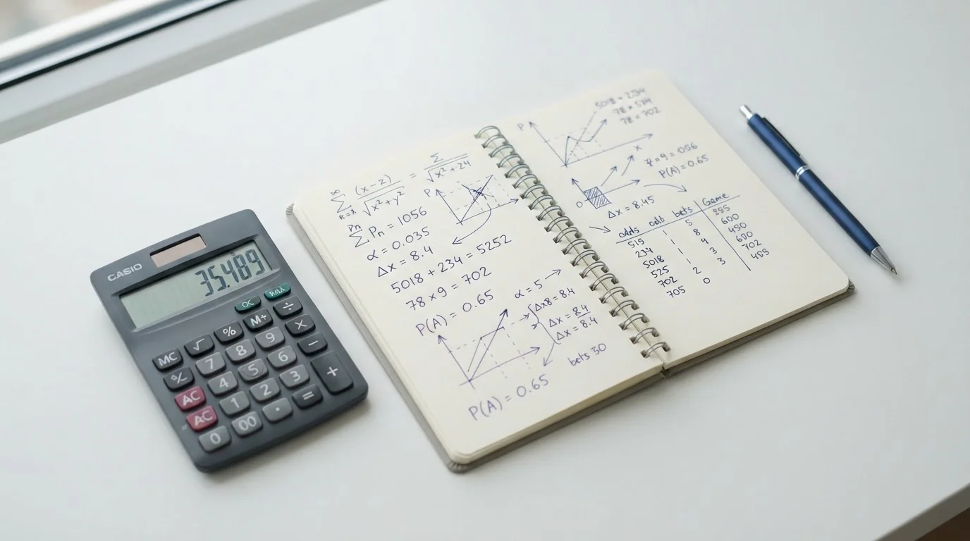 Taschenrechner und Notizen mit mathematischen Berechnungen