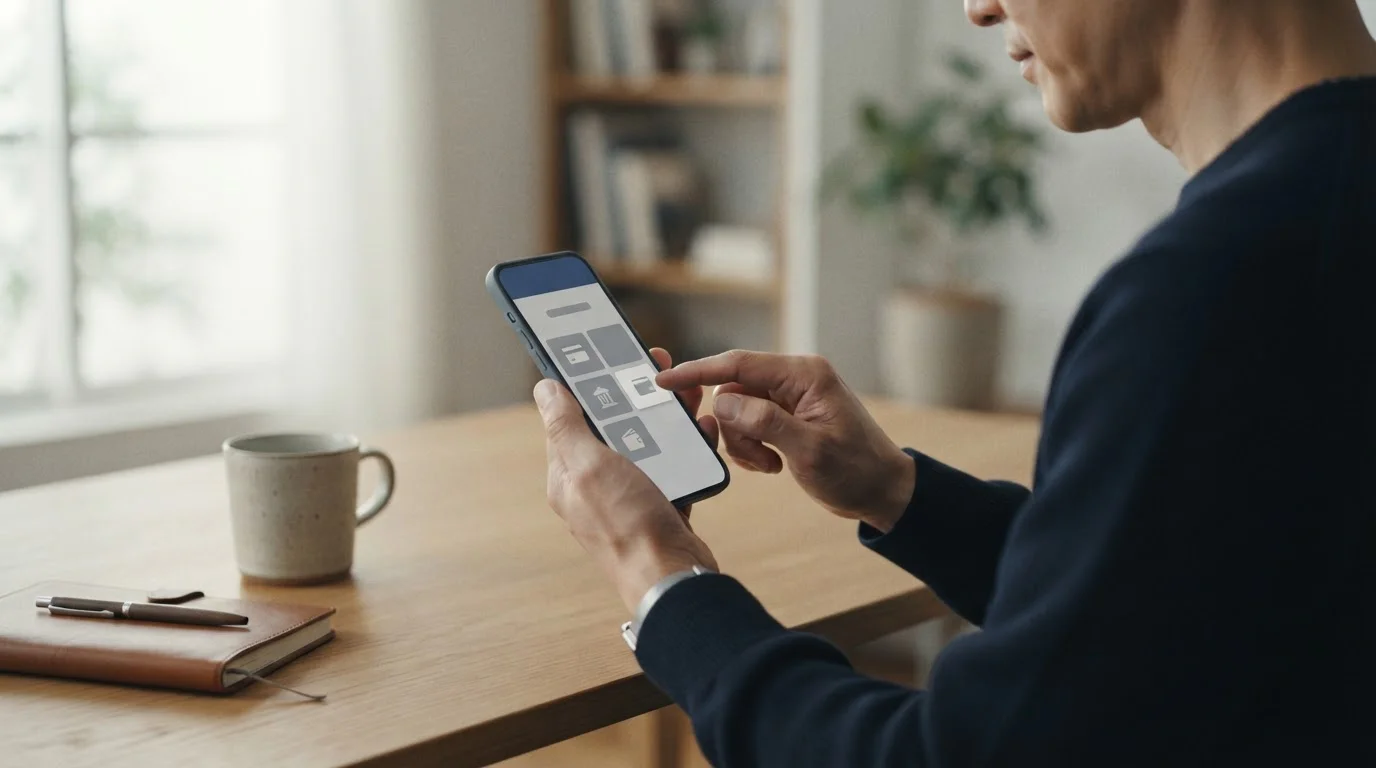 Auswahl digitaler Zahlungsmethoden auf mobilem Gerät